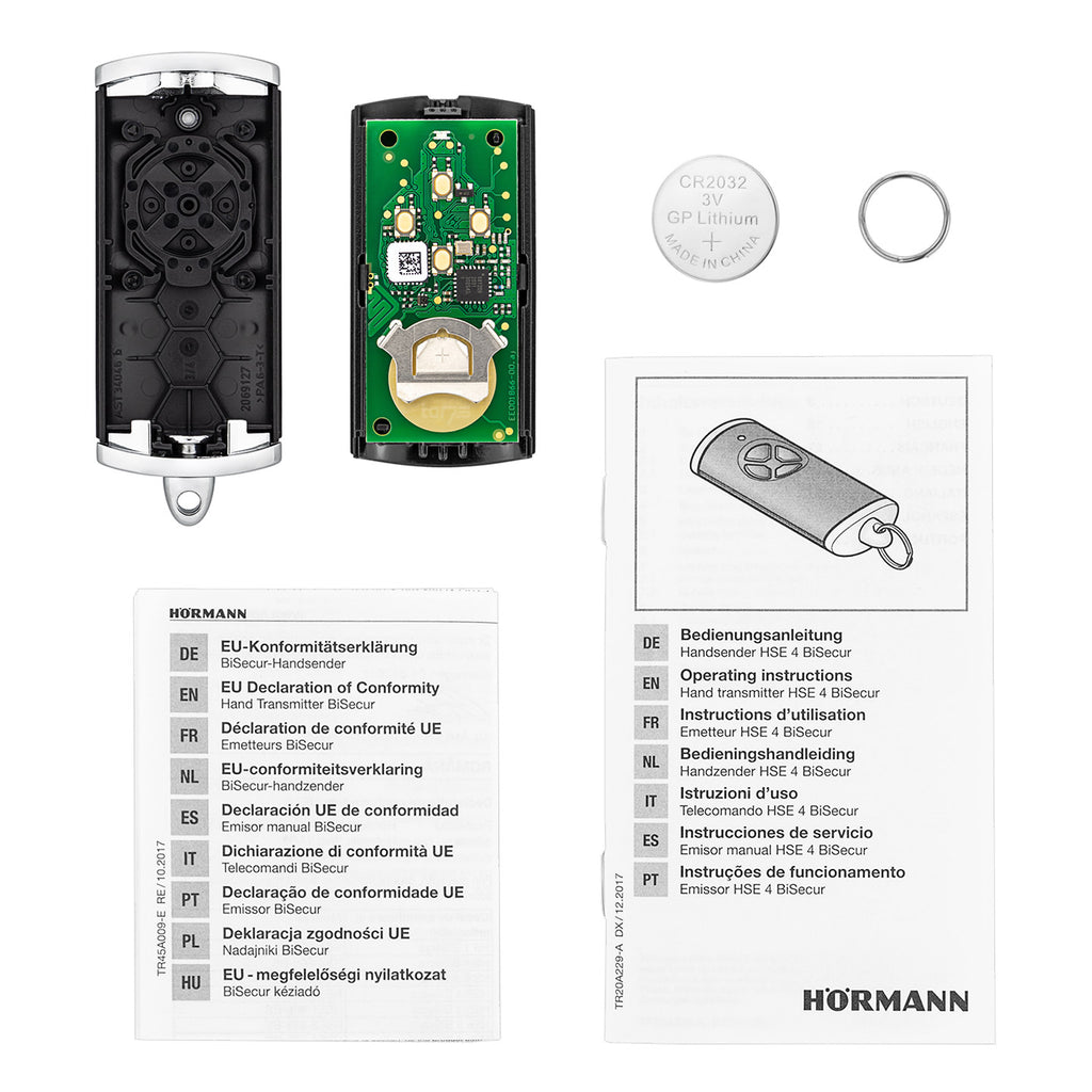 Hörmann HSE 4 handheld transmitter, BiSecur, black textured finish