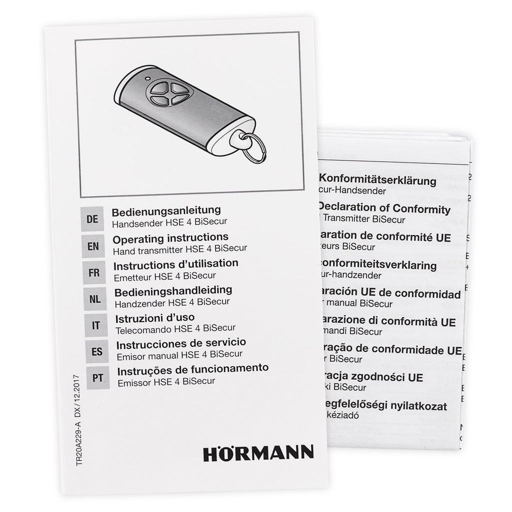 Hörmann hand transmitter HSE 4, BiSecur, structured plastic black