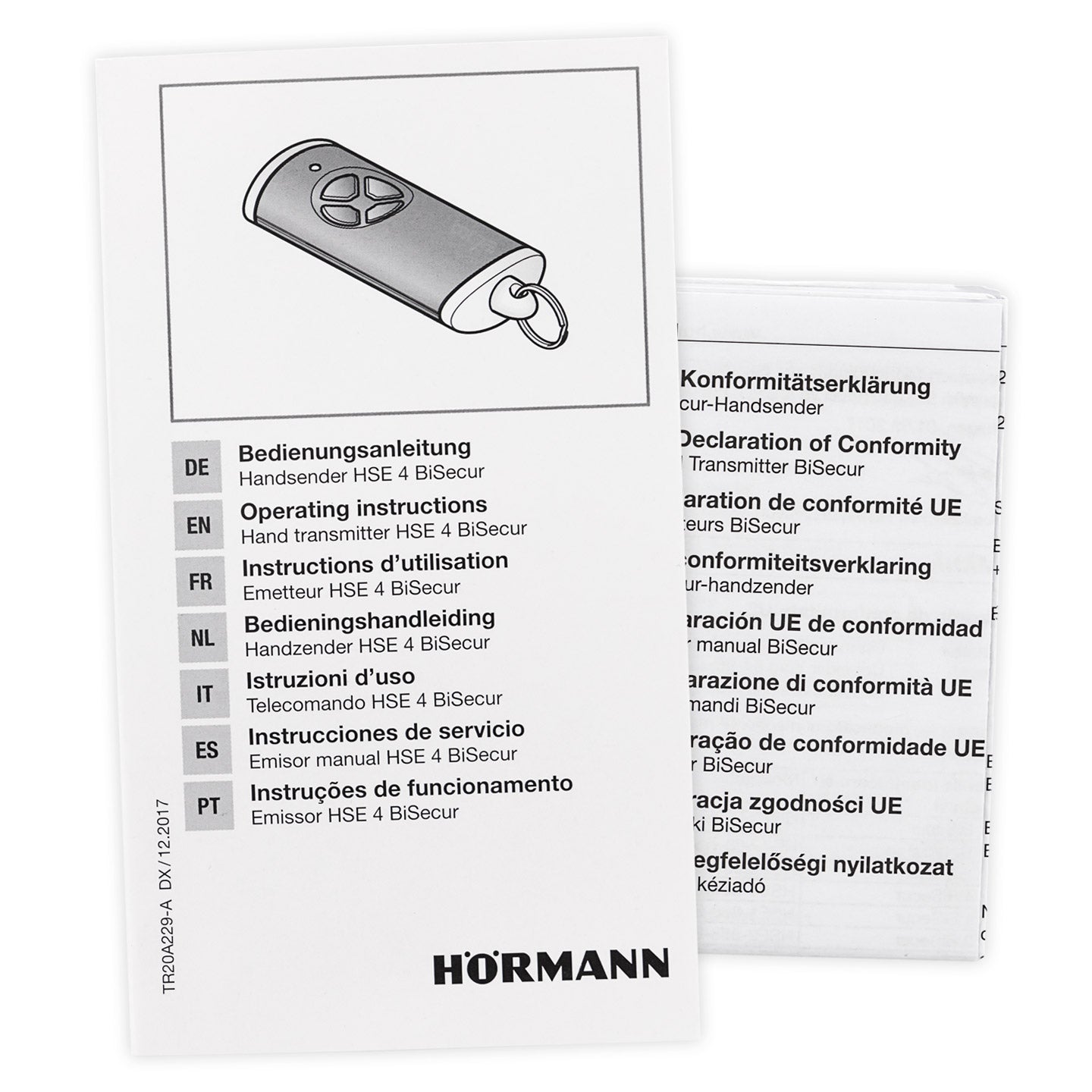 Hörmann hand transmitter HSE 4, BiSecur, structured plastic black