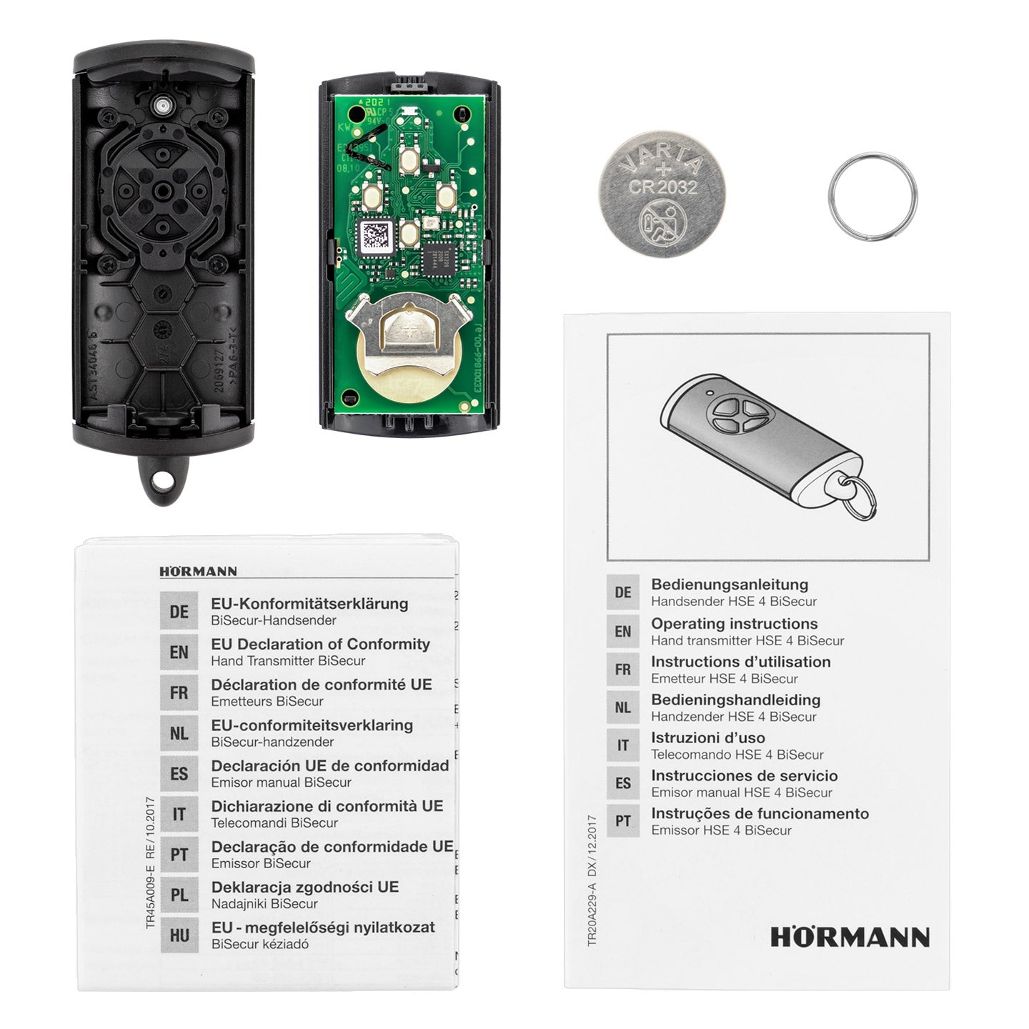 Hörmann hand transmitter HSE 4, BiSecur, structured plastic black